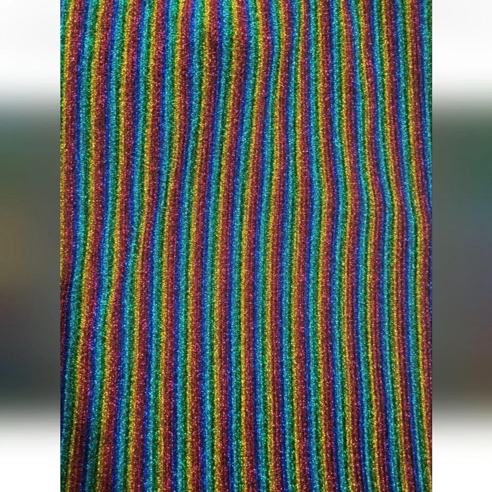 Urban Outfitters Ecote Sparkly Stripe Midi Skirt Size XSmall Rainbow Colors NWT